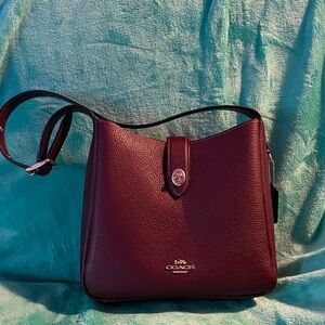 Coach Hadley Dark Burgundy Leather Shoulder Bag